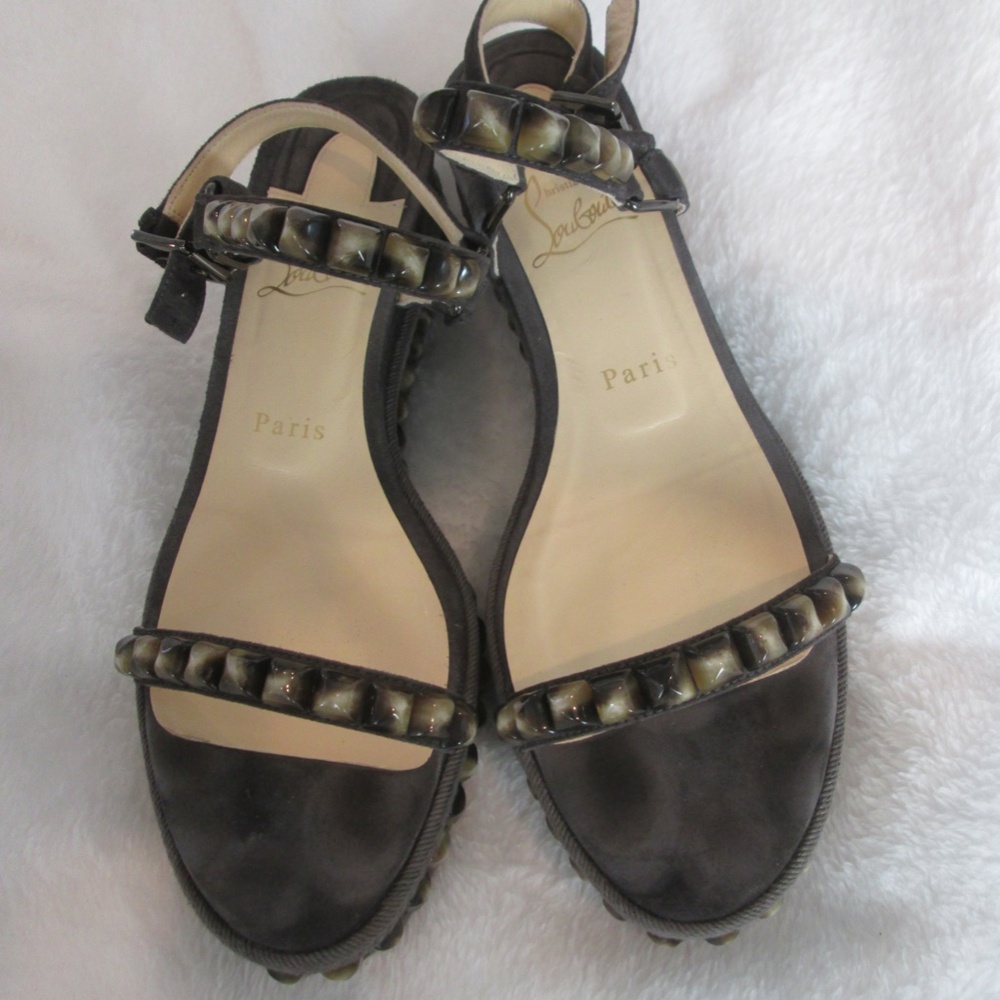 Christian Louboutin Brown Suede Sandals - Size 39